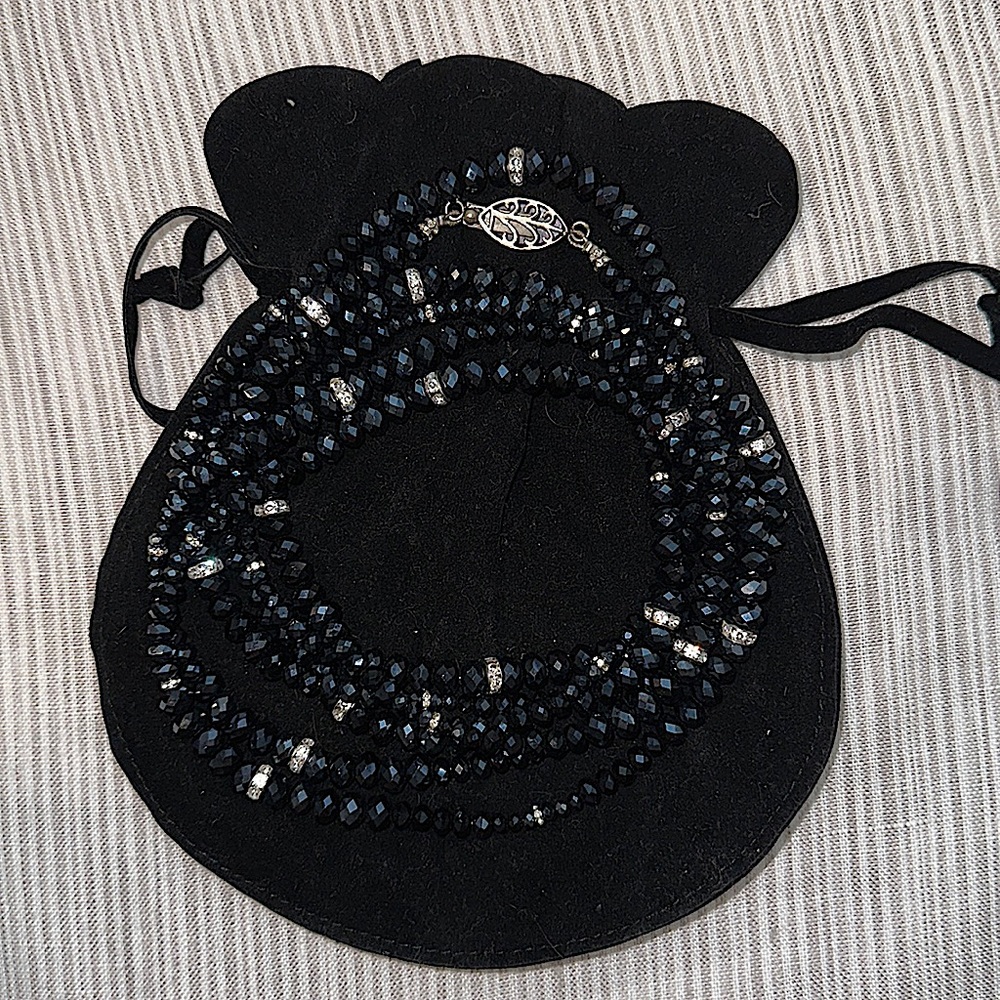 Vintage Rhinestone beaded long necklace from Dripping in Gems